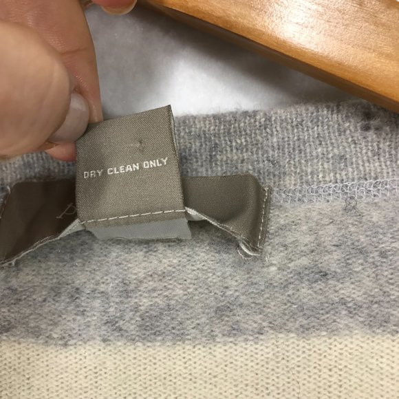 Ply 100% Cashmere Open Cardigan XS Gray Off White Open Striped Sweater Waterfall - Picture 5 of 9
